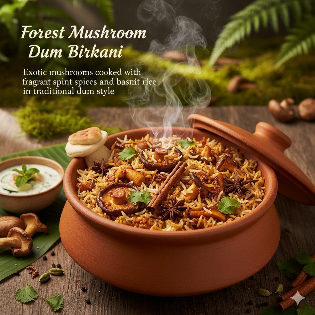 Forest Mushroom Dum Biryani